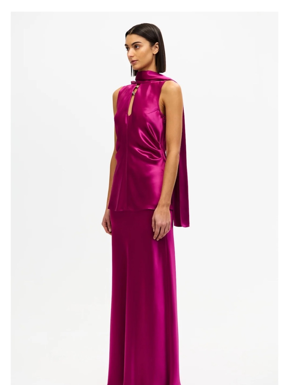 Acler Fuchsia Satin Maxi Skirt and Blouse